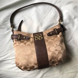 Coach Tan and Brown Shoulder Bag